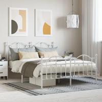 Bedframe met hoofd- en voeteneinde metaal wit 140x200 cm - thumbnail