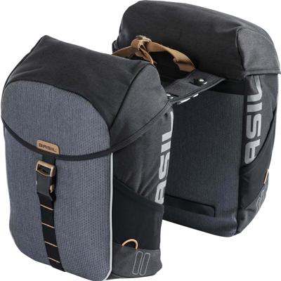 Basil miles double bag - dubbele fietstas, unisex, sportief, 34l, waterdicht, zwart