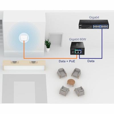 TRENDnet TPE-117GI Gigabit Ultra PoE+ injector, Full Duplex Gigabit snelheid, 100 m netwerk bereik, plug & play