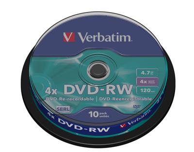 Verbatim 43552 DVD-RW disc 4.7 GB 10 stuk(s) Spindel Herschrijfbaar Verbatim 43552 DVD-RW disc 4.7 GB 10 stuk(s) Spindel Herschrijfbaar