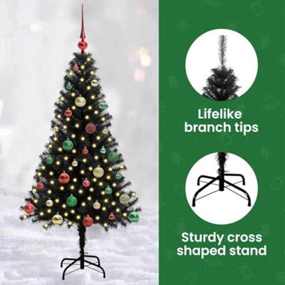 VidaXL Kerstboom met 150 led met standaard zwart 150 cm pvc VidaXL Kerstboom met 150 led met standaard zwart 150 cm pvc