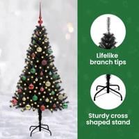 VidaXL Kerstboom met 150 led met standaard zwart 150 cm pvc - thumbnail