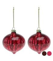 Kerstballen (2 pcs) 112490 Bruin Rood 8 cm (2 Stuks) Kleur Bruin - thumbnail