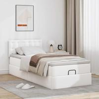 Ottomaanse bed met matras 80x200cm kunstleer wit - thumbnail