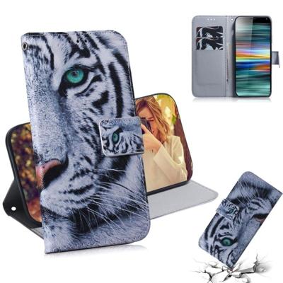 Tijger patroon gekleurde tekening horizontale Flip lederen case voor Sony Xperia 10 met houder & kaartsleuven & portemonnee