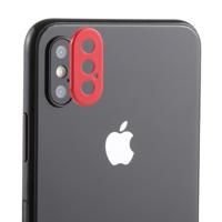 Achterzijde camera lens bescherming ring cover met tray Uitwerpgereedschap naald voor iPhone XS Max (rood) - thumbnail