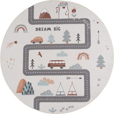 Kindervloerkleed Rond Speelweg COCO Crème - Speelkleed met Weg voor de Kinderkamer Kindervloerkleed Rond Speelweg COCO Crème - Speelkleed met Weg voor de Kinderkamer