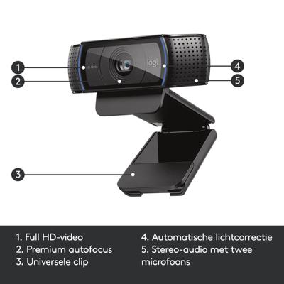 Webcam Logitech C920 HD Pro Zwart 30 fps - thumbnail