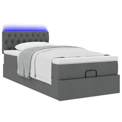 Ottoman bed met matras en LED's 100x200cm stof donkergrijs