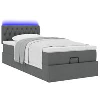 Ottoman bed met matras en LED's 100x200cm stof donkergrijs - thumbnail