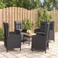 5-delige Tuinset met kussens poly rattan zwart - thumbnail