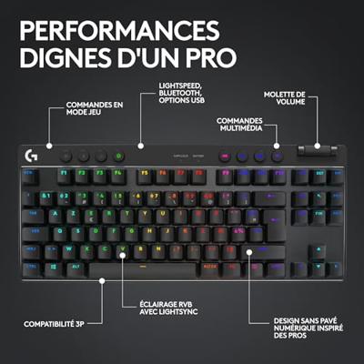Gamingtoetsenbord - draadloos - LOGITECH G - G Pro X TKL Lightspeed - USB - AZERTY - Zwart