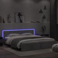 Bedframe met hoofdeinde en LED-licht betongrijs 200x200 cm - thumbnail