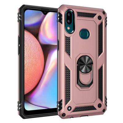 Voor Galaxy A10s Armor schokbestendig TPU + PC beschermende case met 360 graden rotatie houder (Rose goud)