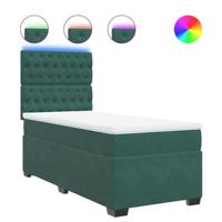 Boxspring met matras fluweel donkergroen 90x190 cm - thumbnail