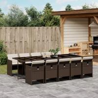 11-delige Tuinset met kussens poly rattan bruin - thumbnail