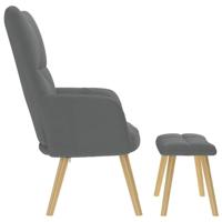Relaxstoel met voetenbank stof donkergrijs - thumbnail