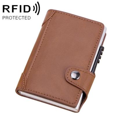 X-51 automatisch Uitvouwkaart type anti-magnetische RFID anti-diefstal PU lederen portemonnee met kaartsleuven (abrikoos)