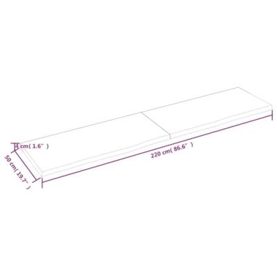 VidaXL Wastafelblad 220x50x(2-4) cm behandeld massief hout lichtbruin