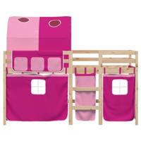 Kinderhoogslaper met tunnel 90x190 cm massief grenenhout roze - thumbnail