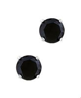 Oorknoppen zilver-zirconia zwart 6 mm - thumbnail