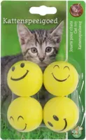 Boon kattenspeelgoed smileybal 4 centimeters geel pak a 4 stuks - thumbnail