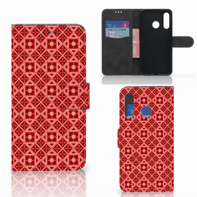 Huawei P30 Lite (2020) | Telefoon Hoesje | Batik Rood | Portemonnee hoesje