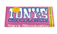 Chocolade Tony&apos;s Chocolonely wit framboos knettersuiker reep 180gr - thumbnail