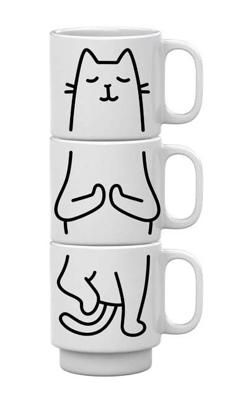 Set van 3 mosterdkleurige mokken - Kattenyoga