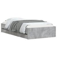 Bedframe met lades bewerkt hout betongrijs 75x190 cm - thumbnail