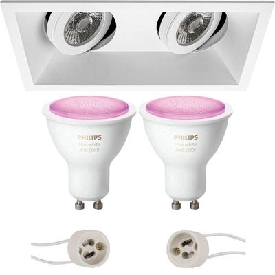 Philips Hue Inbouw LED Spot Set GU10 - Mat Wit - Bluetooth - Dubbel Kantelbaar