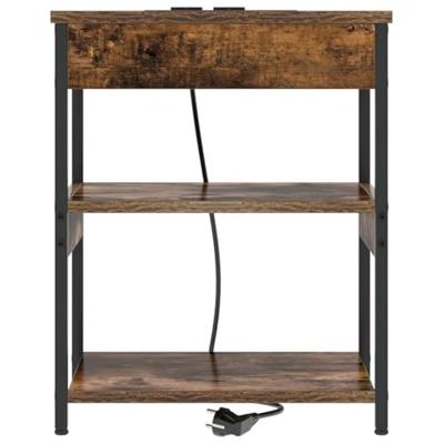 Nachtkastje 2 pcs Gerookt eiken Bewerkt hout