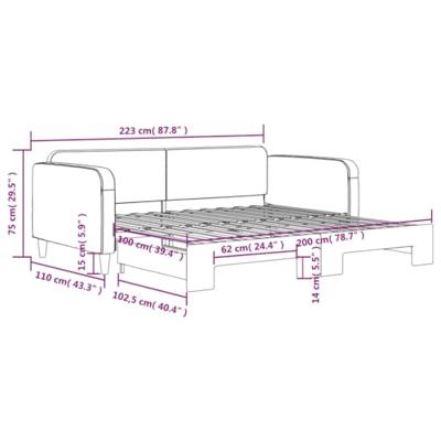 Slaapbank met onderschuifbed 100x200 cm stof donkergrijs