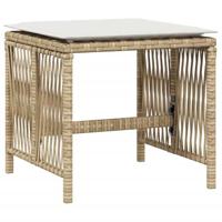Tuinkrukken 4 st met kussens 41x41x36 cm poly rattan beige - thumbnail