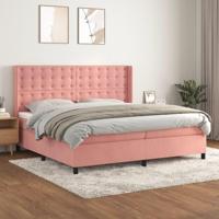 Boxspring met matras fluweel roze 200x200 cm - thumbnail