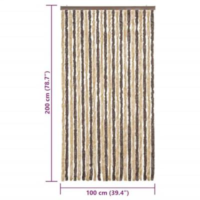 Vliegengordijn 100x200 cm chenille donkerbruin en beige