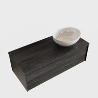 Badkamermeubel BWS Madrid Antraciet 100 cm met Topblad en Keramische Waskom Rechts (1 kraangat) - thumbnail