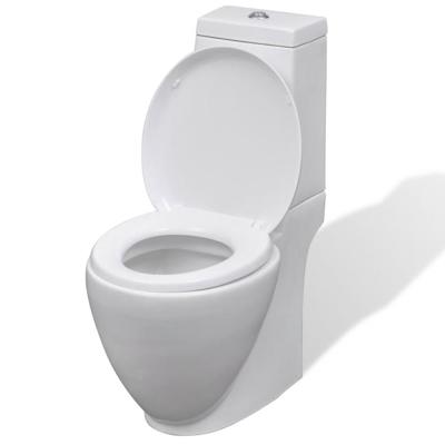 vidaXL Toilet rond afvoer onder keramiek wit