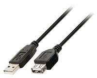 Nedis CCGL60010BK30 Usb-kabel Usb 2.0 Usb-a Male Usb-a Female 480 Mbps Vernikkeld 3.00 M Rond Pvc Zwart Label - thumbnail