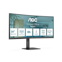 AOC Value-Line CU34V5C/BK LED-monitor Energielabel G (A - G) 86.4 cm (34 inch) 3440 x 1440 Pixel 21:9 4 ms HDMI, DisplayPort, USB-A 3.2 Gen 1, USB-C, - thumbnail