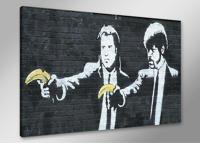 Schilderij - Banksy Pulp Fiction, Zwart/Geel, 80X60cm, 1luik - thumbnail