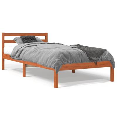Bedframe massief grenenhout wasbruin 90x200 cm