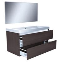 Wiesbaden Vision Badkamermeubelset met Spiegel - 100cm Houtnerf Grijs - thumbnail