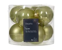 Kerstbal glas d7 cm pistache ass 8st kerst Decoris - Decoris - thumbnail