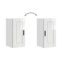 Keukenwandkast Porto bewerkt hout hoogglans wit - thumbnail