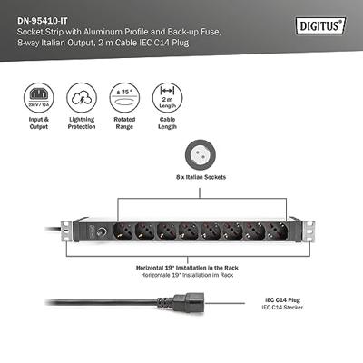 Digitus DN-95410-IT energiedistributie 8 AC-uitgang(en) 1U Digitus DN-95410-IT energiedistributie 8 AC-uitgang(en) 1U