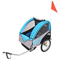 VidaXL Fietstrailer 30 kg grijs en blauw - thumbnail