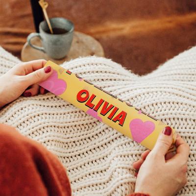 Toblerone liefdesreep met naam en foto