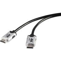 SpeaKa Professional SP-6344140 HDMI-kabel HDMI Aansluitkabel HDMI-A-stekker, HDMI-A-stekker 3.00 m Zwart 4K UHD, Audio Return Channel (ARC), Vergulde - thumbnail