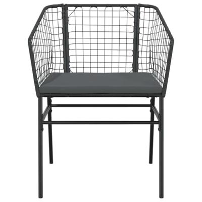 5-delige Tuinset met kussens poly rattan glas zwart